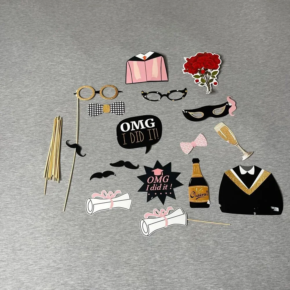 Graduation Photo Booth Props Party Favor Decorations 18 PCS. Set